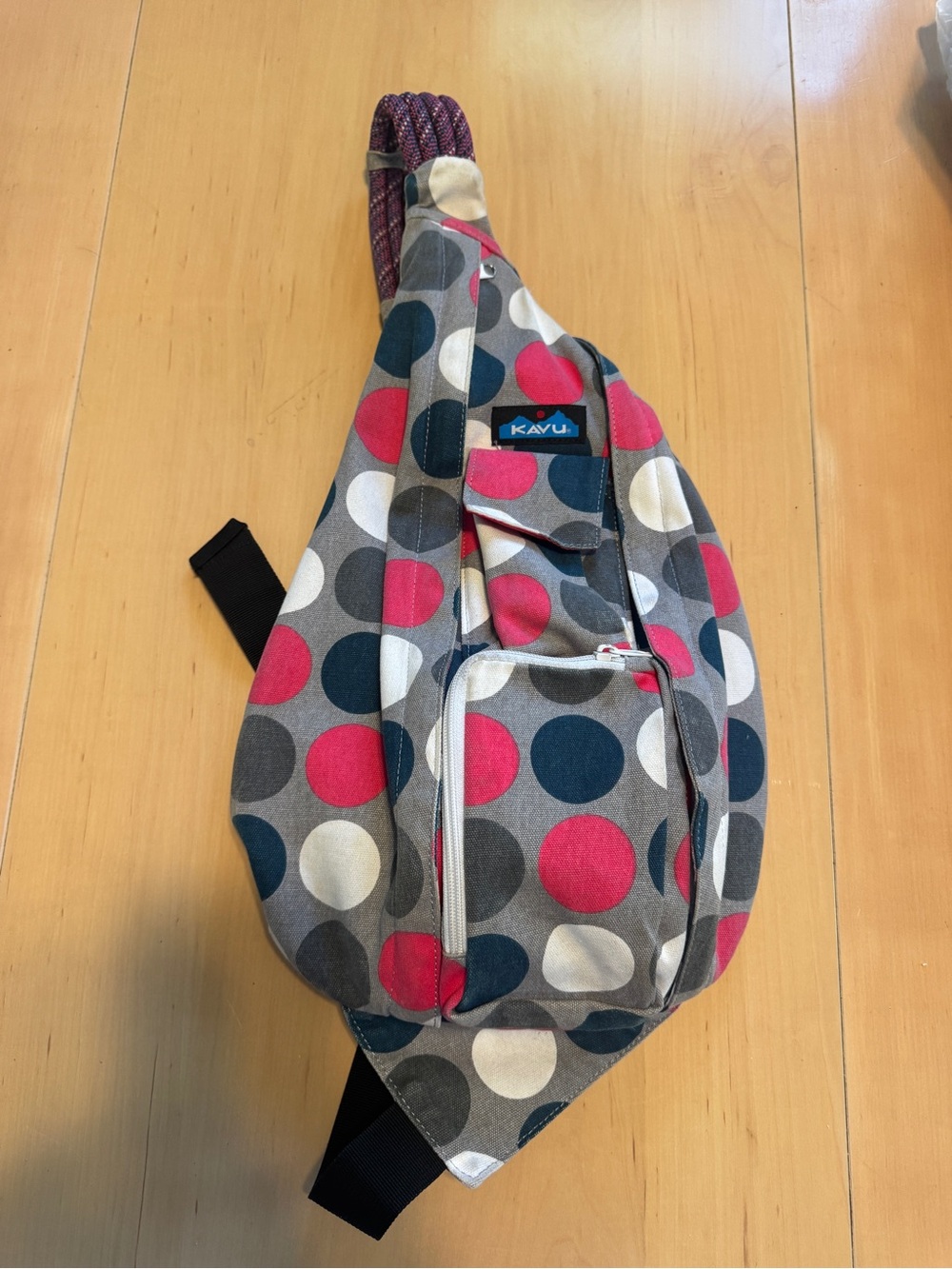 Kavu Dot-Print Rope Sling in Gray, Pink, Navy, Cream